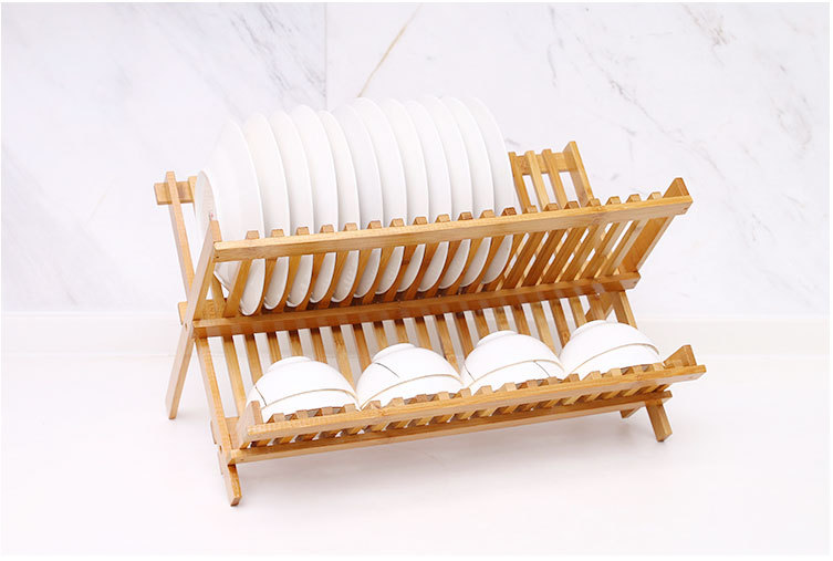 折叠餐具沥水架厨房沥水碗盘碟子架碗柜厨房置物落地桌面竹架