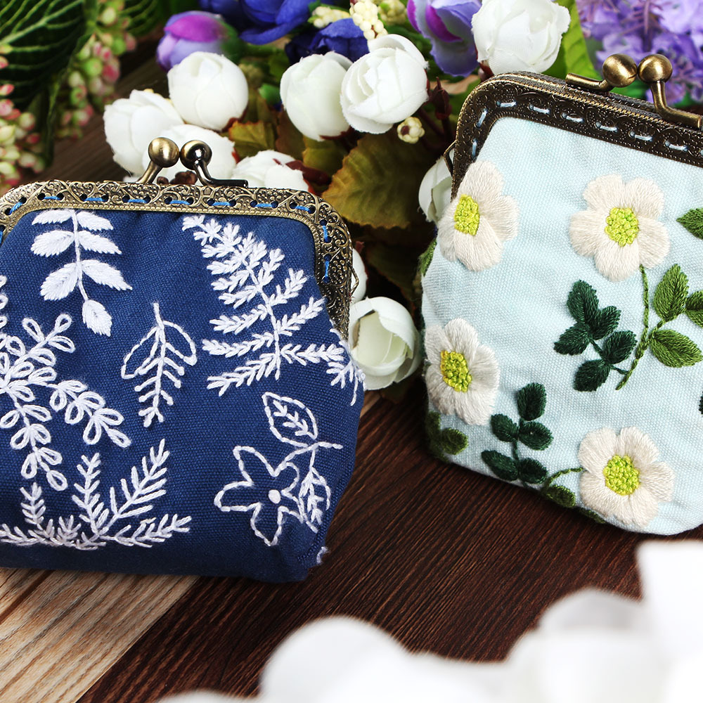 刺绣diy手工创意制作口金包 立体丝带绣包包零钱包苏绣