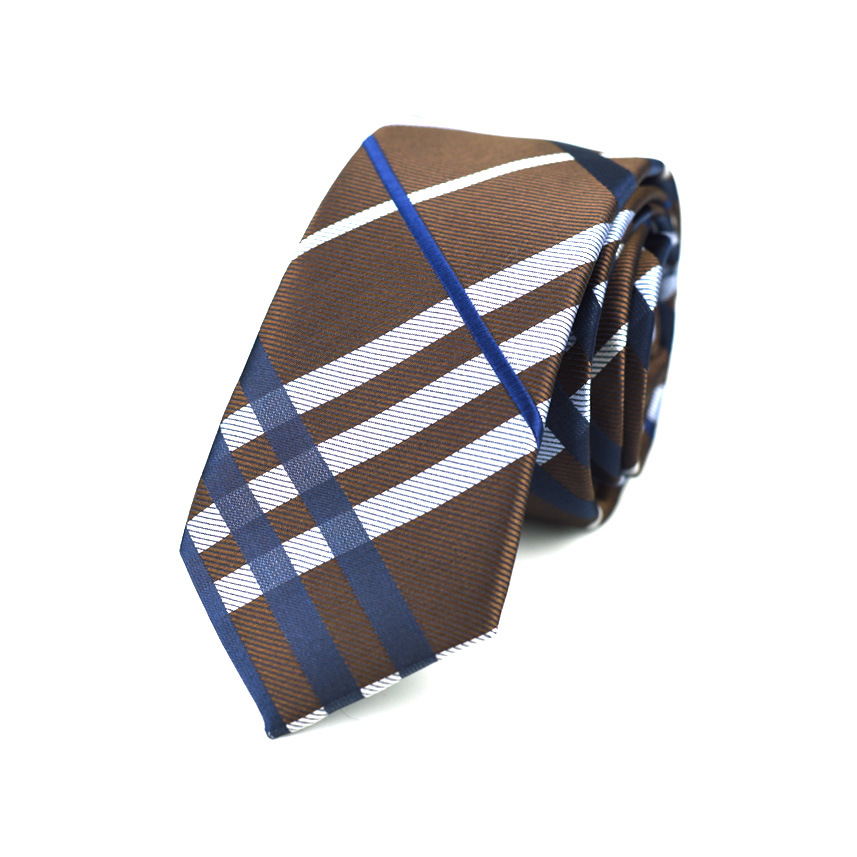 格子领带立体苏格兰格纹提花经典色织5cm-6cm男士窄领带工厂定制