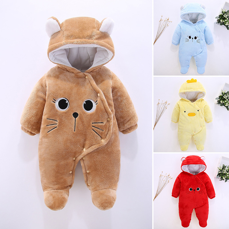 Baby Jumpsuit Thickened Autumn and Winter Male and Female Baby Rompers Newborn Autumn Clothes Winter Cotton-Padded Coat Jumpsuit