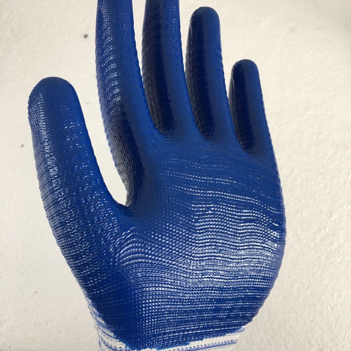 十三针全胶手套 蓝色尼龙丁晴手套 防滑耐油挂胶浸胶劳保手套