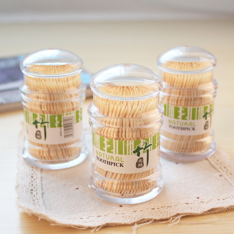 Korean Creative Pagoda Natural Environmental Protection Bamboo Toothpick Bamboo Toothpick Boxed Portable Transparent Tube Wholesale