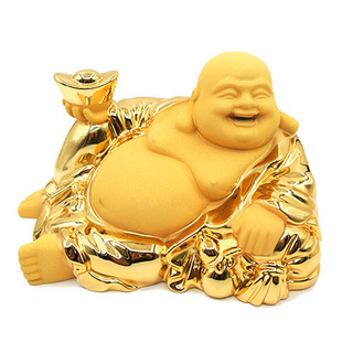 车载摆件弥勒佛 汽车装饰佛像 绒沙金弥勒摆件