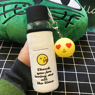 创意个性超萌qq表情水杯 小清新可爱儿童男女玻璃杯便携杯子批发