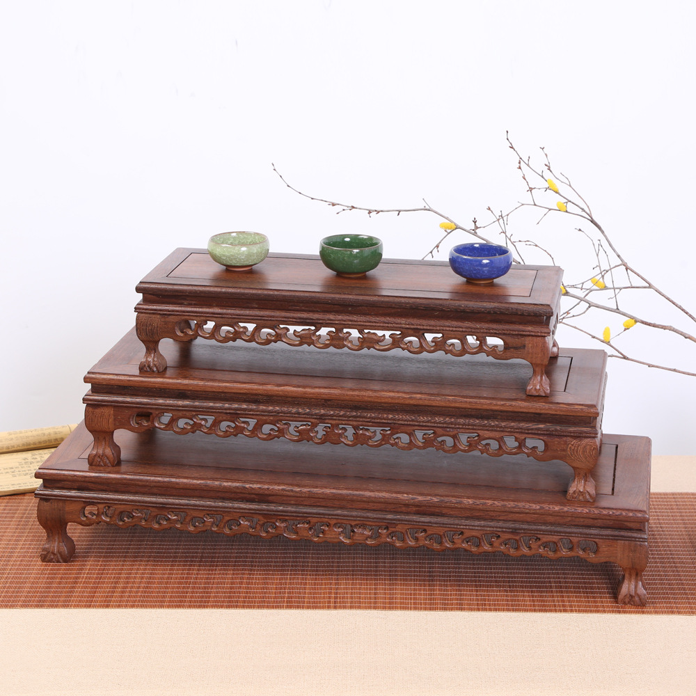 非洲鸡翅木摆件底座家居雕刻木质工艺品托架长方形奇石头佛像木托
