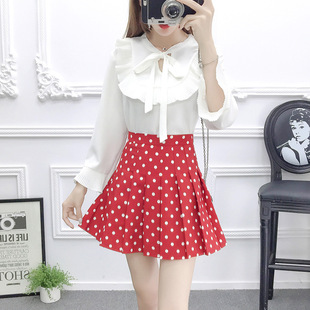 百褶雪纺迷你裙