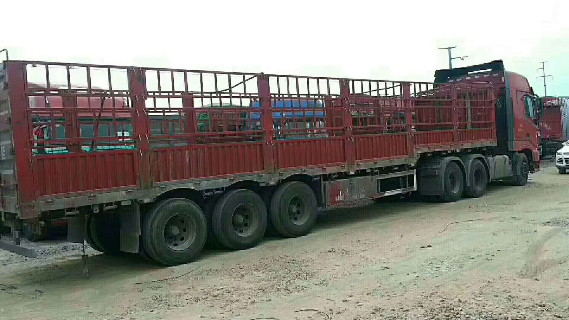 二手半挂车东风天龙 十三米高低仓栅挂