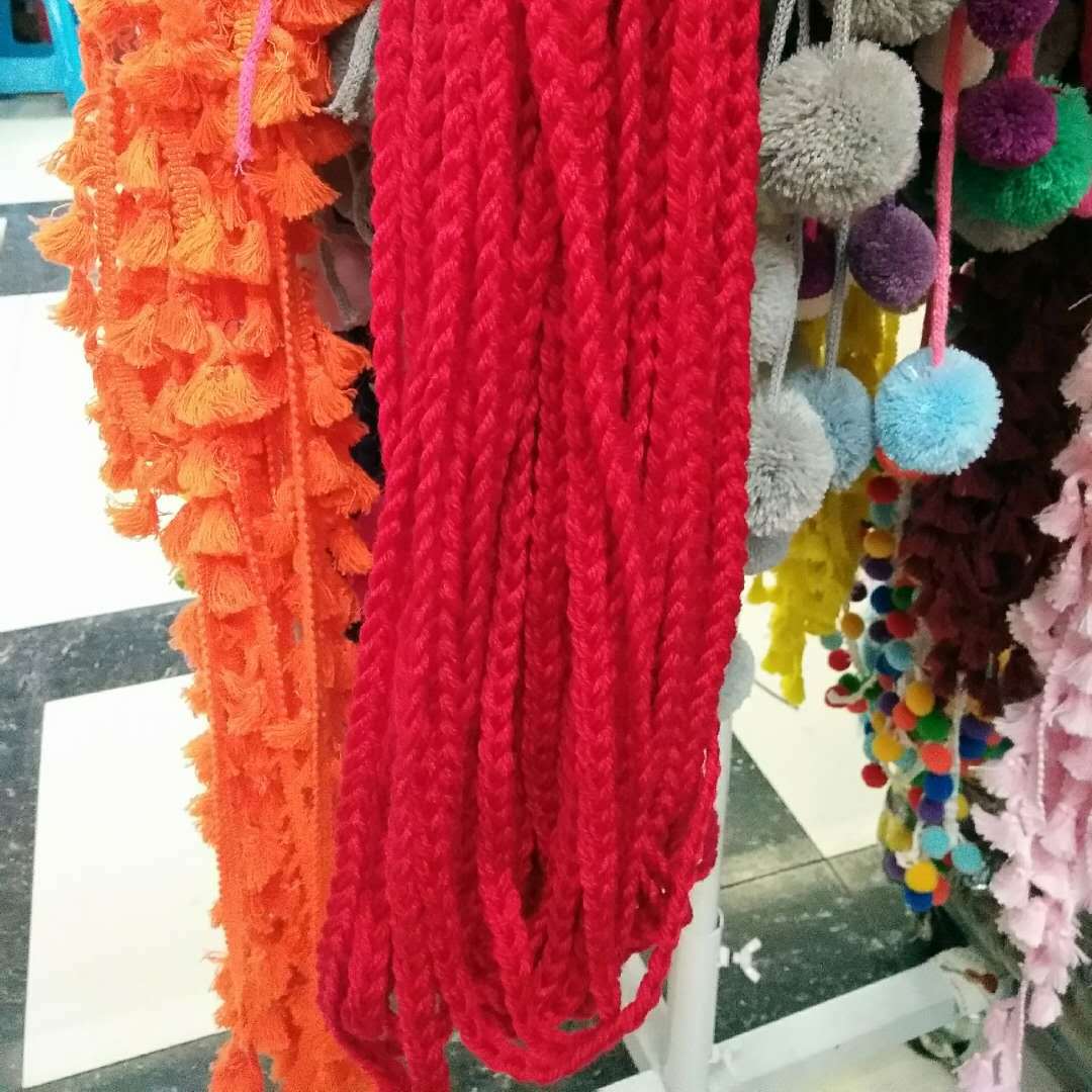 厂家直销毛线辫子绳 麻花编织长绳 服饰辅料