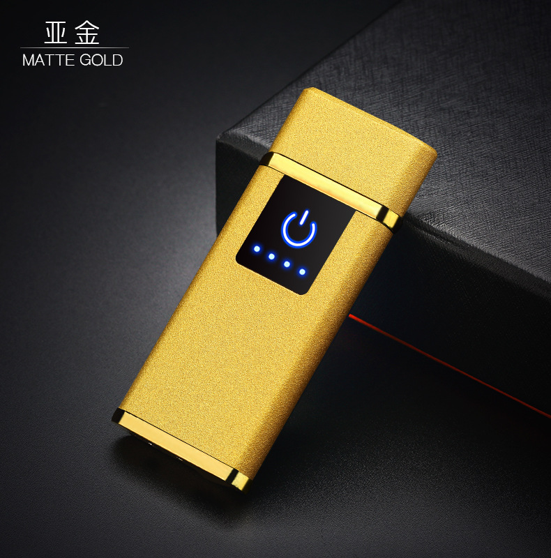 个性脉冲电子点烟器 带电量显示指纹感应usb充电打火机