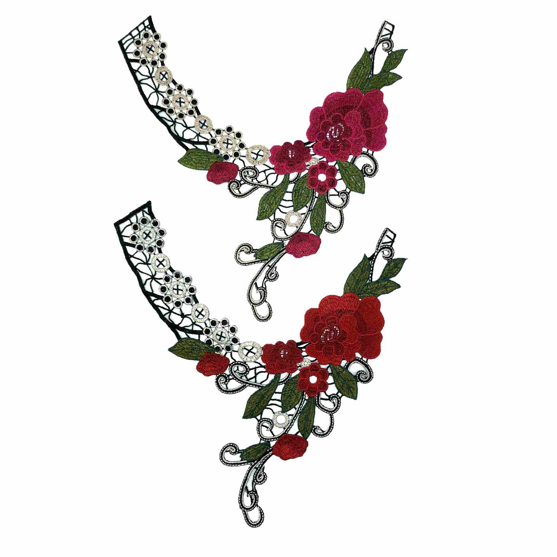 新款 涤纶水溶刺绣领花 民族风彩色衣领服装辅料 电脑绣花批发