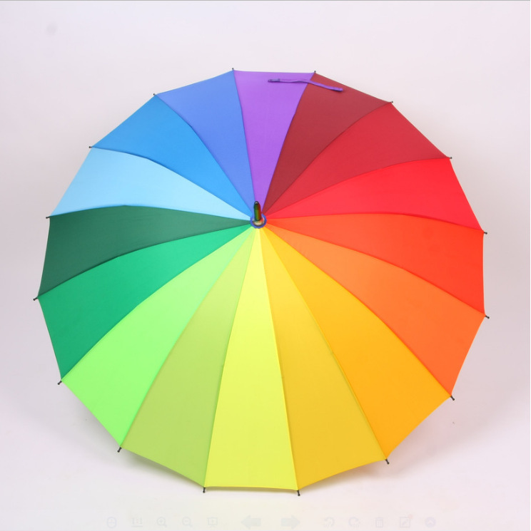 彩虹伞16k自动双人直杆遮阳雨伞长柄自动创意伞雨伞广告伞定做印字印