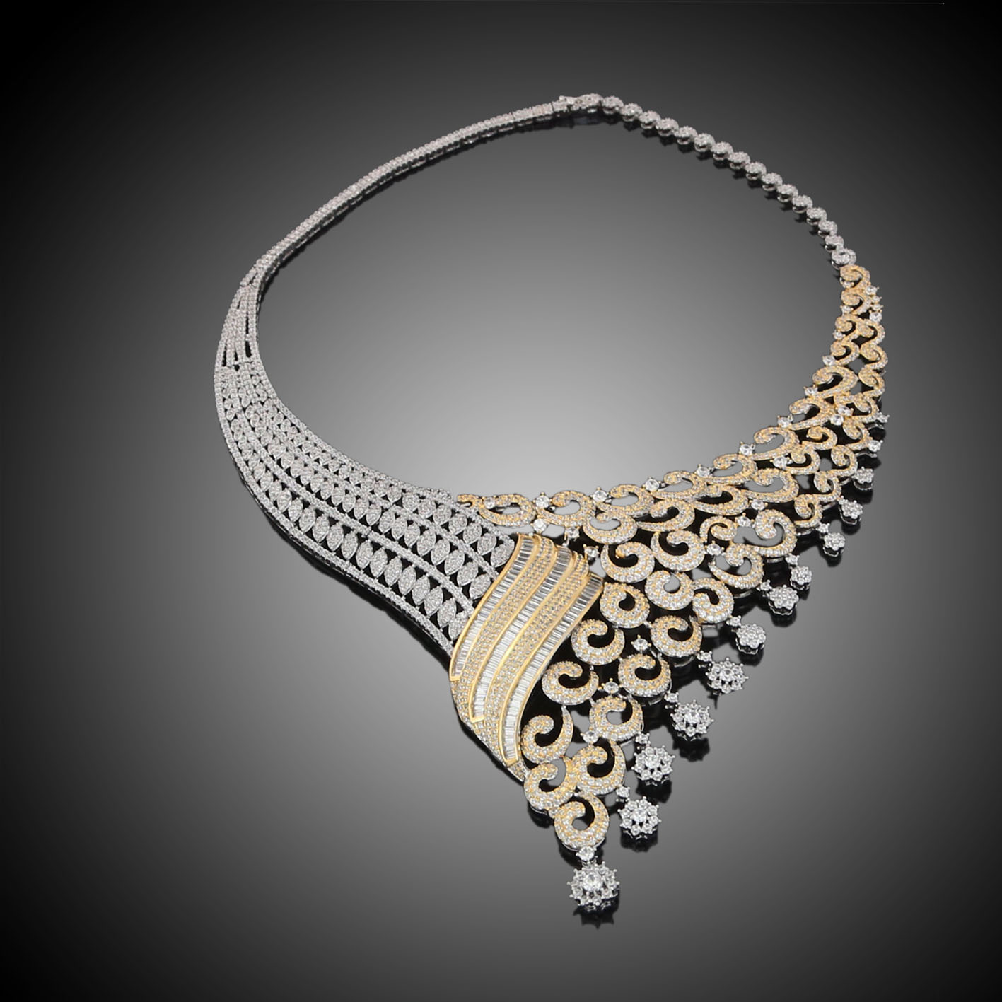 时尚电镀真金美国钻珠宝首饰套装项链手镯耳环戒指四件套厂家直销