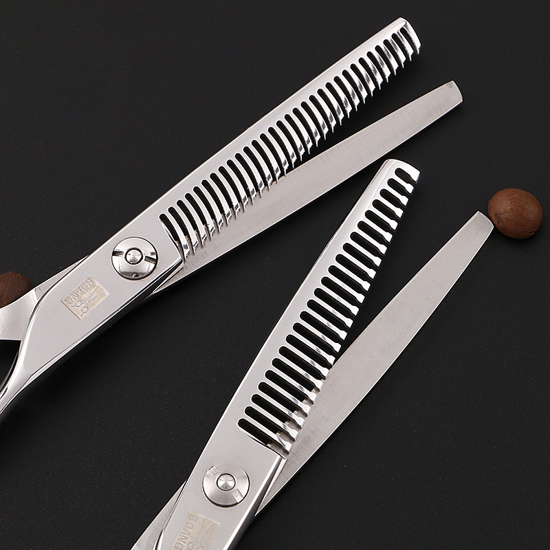 厂家定制美发剪刀 发廊银色理发剪刀 打薄无痕440c钢材平剪
