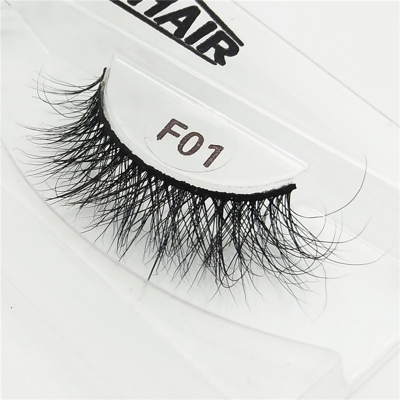 F01 False Eyelashes Wholesale 3D Mink Hair One-Pair Package False Eyelashes Handmade Nude Makeup Simulation Long Eyelash