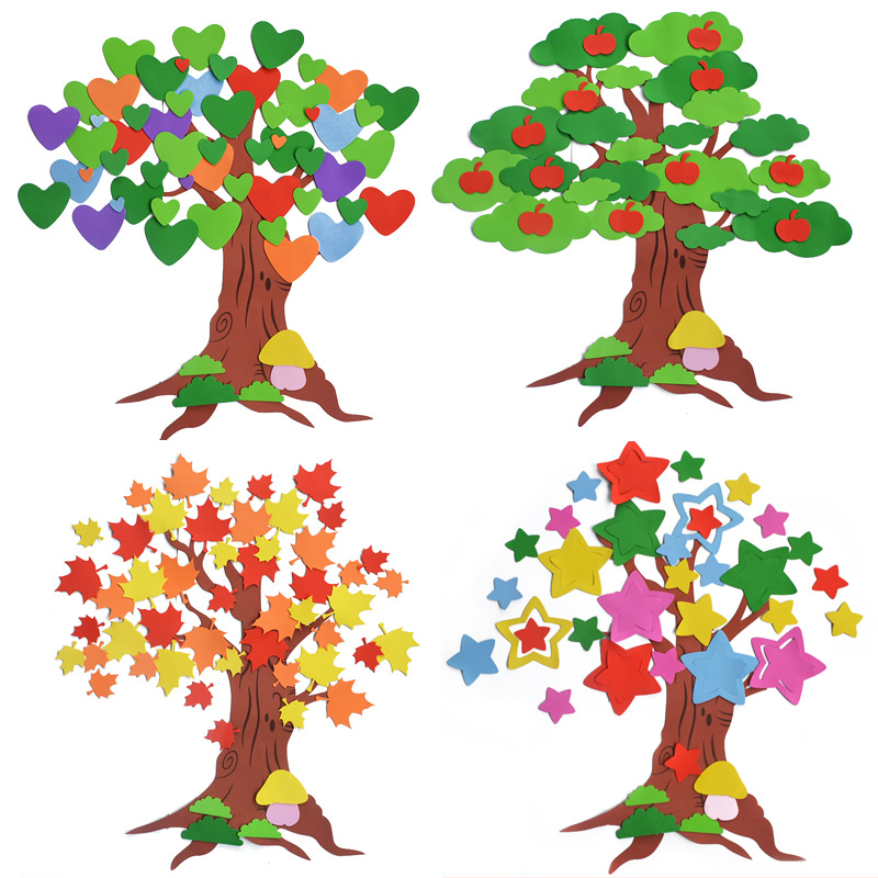 3d立体泡沫墙贴纸贴画幼儿园墙面装饰学校班级教室布置许愿树大树