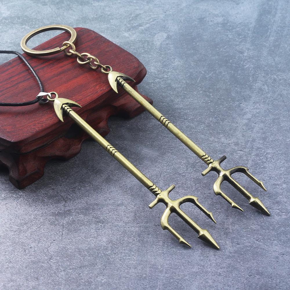 2018新款 影视周边 潜水侠 水行侠 海王 兵器三叉戟钥匙扣 挂件