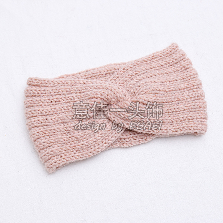 Factory Direct European and American New Knitted Wool Striped Front Cross Women's Fashion Hair Band