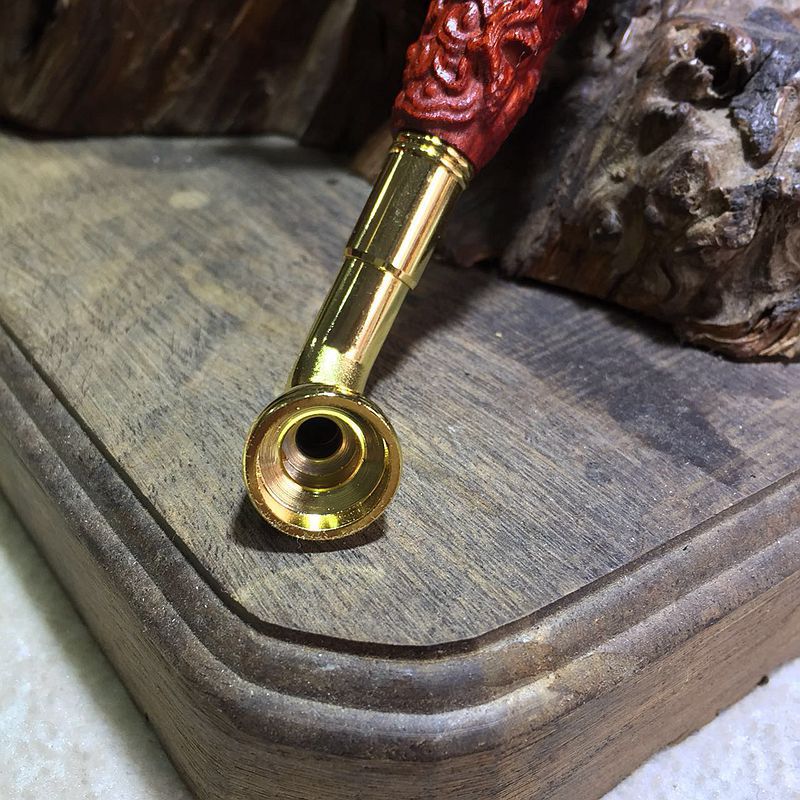 血檀木质雕刻烟杆老式直杆弯头烟枪红木实木循环型烟具批发