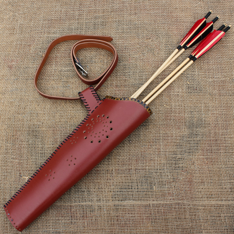 箭壶箭袋牛皮腰挎箭囊箭筒箭包传统弓箭野外射箭射击配件手工制作