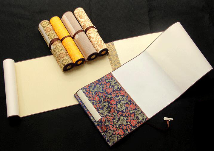 宣纸手卷画轴 书法长卷檀皮粉彩纤维麻纸宣混宣纸