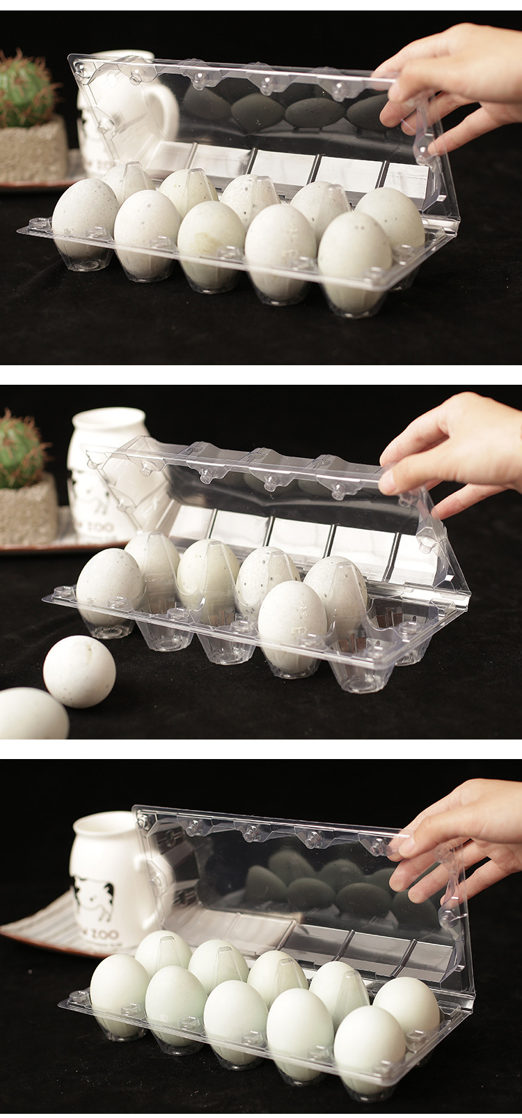 10枚装蛋类防碎包装盒裸蛋咸鸭蛋盒 松花蛋皮蛋鸭蛋pvc透明包装盒