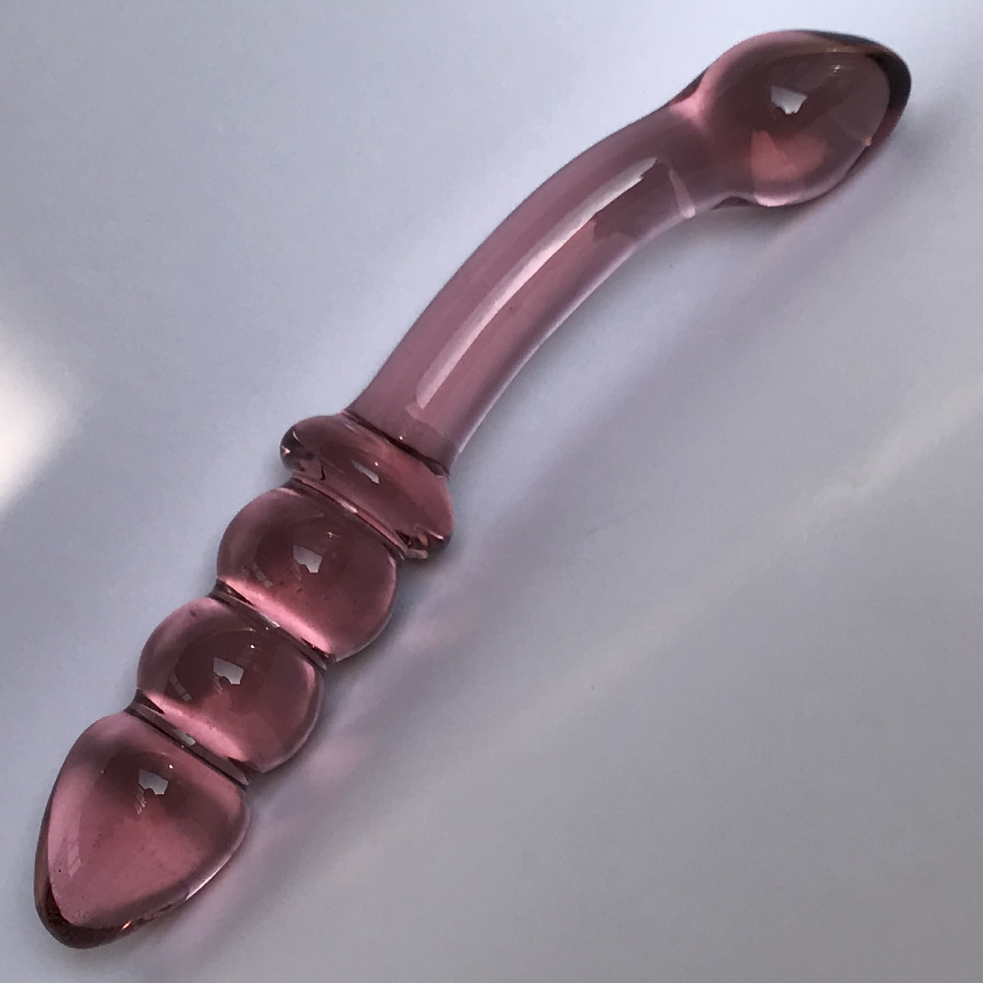 0391深粉色 les拉拉情趣用品螺纹弯曲阳具成人用品水晶棒