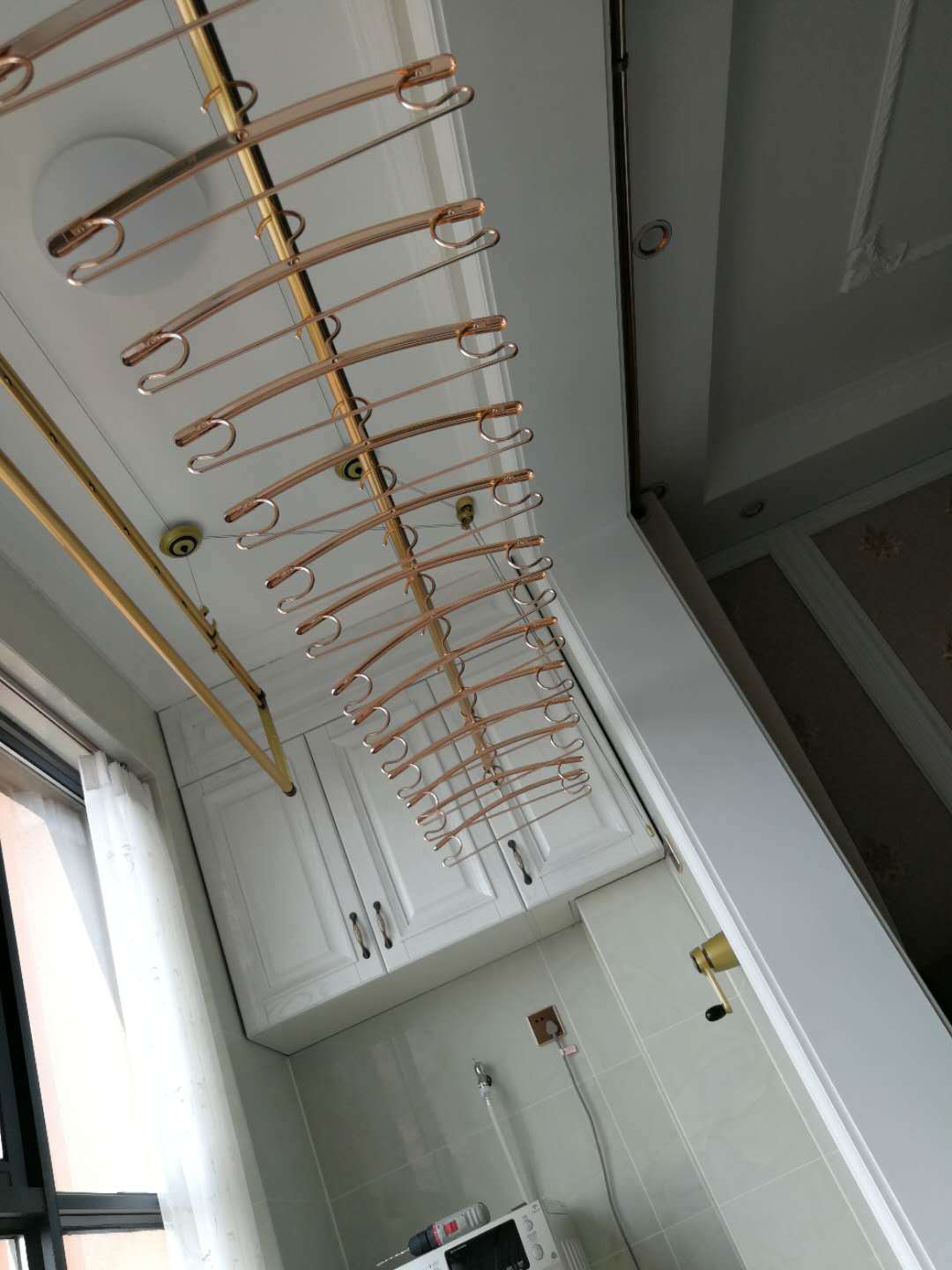 好太太6601手摇升降晾衣架铝合金阳台升降晾衣杆d1035一件代发