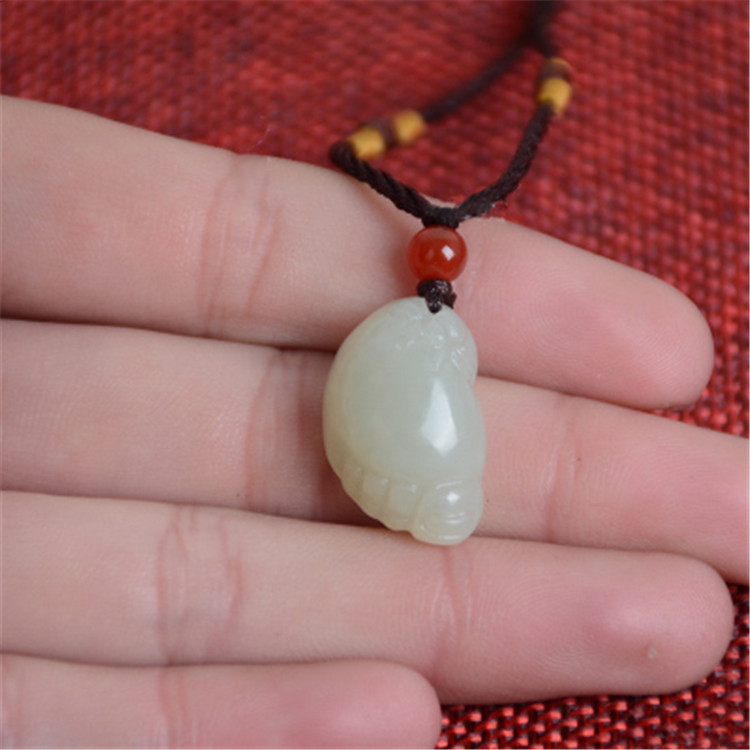 和田玉小脚丫吊坠 儿童白玉知足常乐小吊坠宝宝款 玉佩吊坠