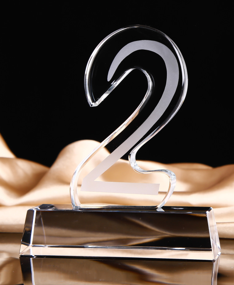 水晶数字奖杯奖牌 10周年十佳员工奖牌奖杯创意礼品公司定制奖杯