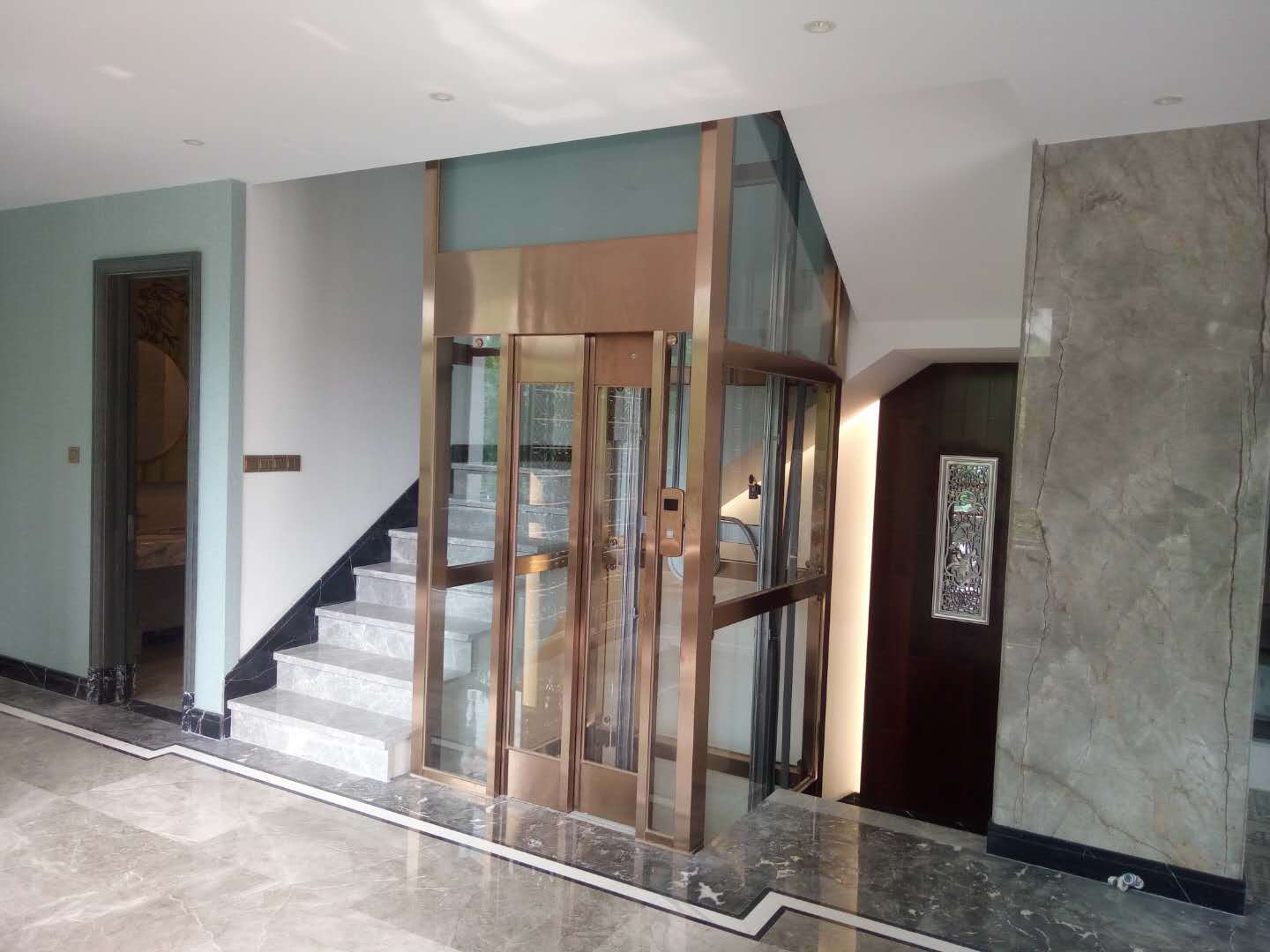 家用2层小型电梯观光梯别墅加装电梯价格低舒适美观室内升降梯