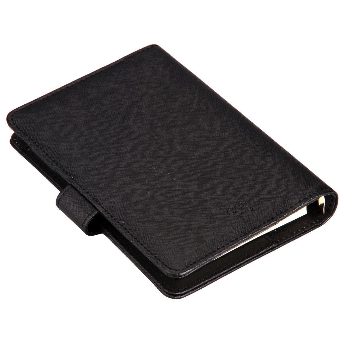 得力7900记事本皮面抄32k硬面笔记本记录日记本子黑色19*13练习本