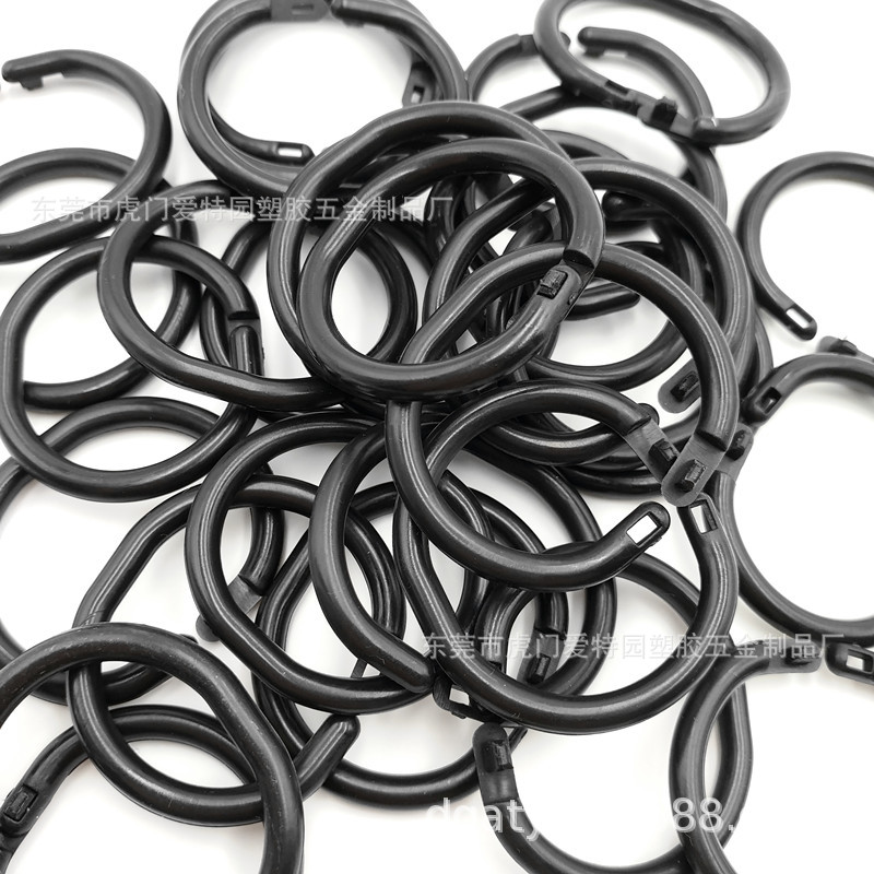 黑色塑料开口圈现货 书卡装订环 玩具配件 可打开胶圈 书圈卡圈