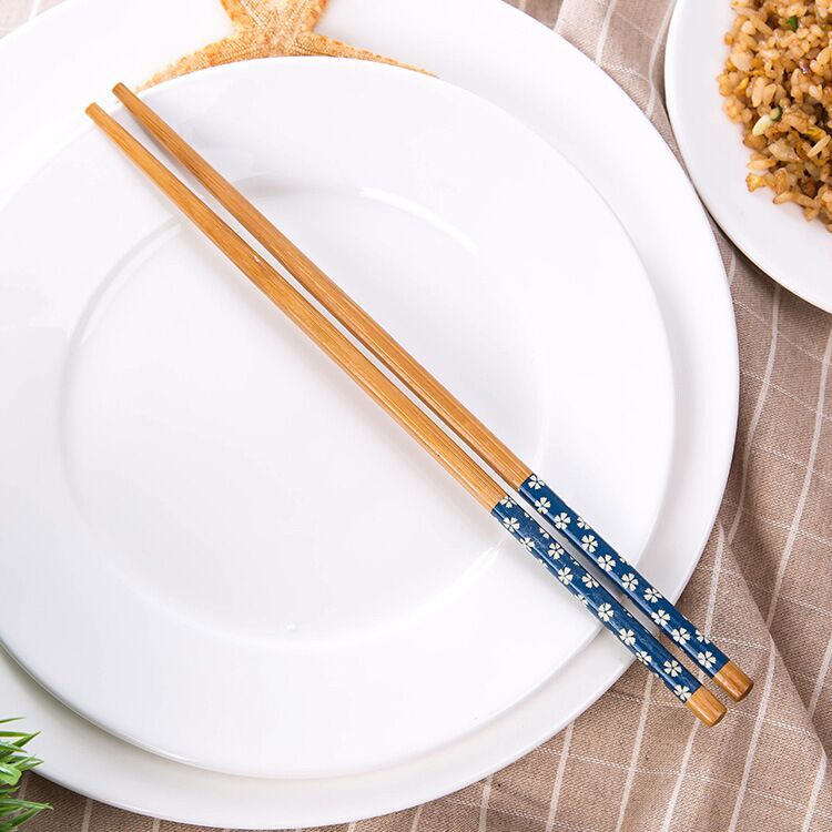 Home Bamboo Chopsticks Restaurant Hot Pot Tableware Kitchen Household Hundred Color Solid Wood Pointed Long Chopsticks Daily Necessities