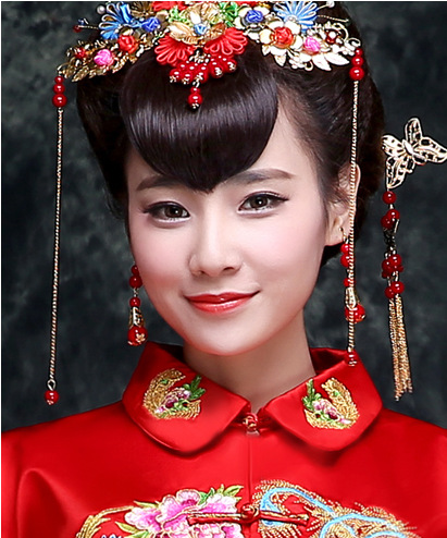 桃形刘海假发片新娘秀禾 桃心刘海影视儿童演出假头帘古装