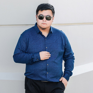 大号衬衫男长袖加肥加大码宽松胖子休闲条纹肥佬打底衬衣200斤春