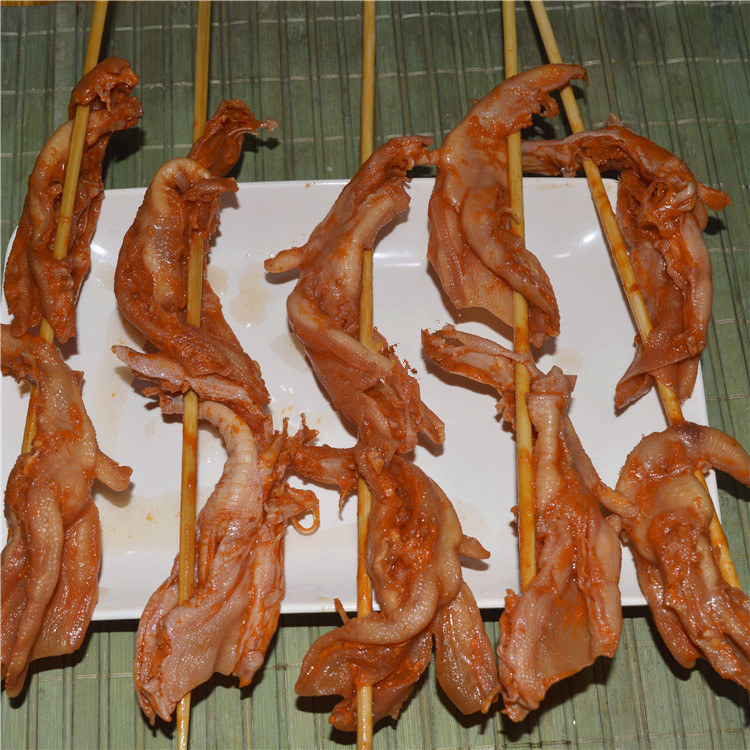 冷冻去骨鸭爪串 去骨鸭掌 烧烤铁板烧 腌制半成品 10包*20串/件