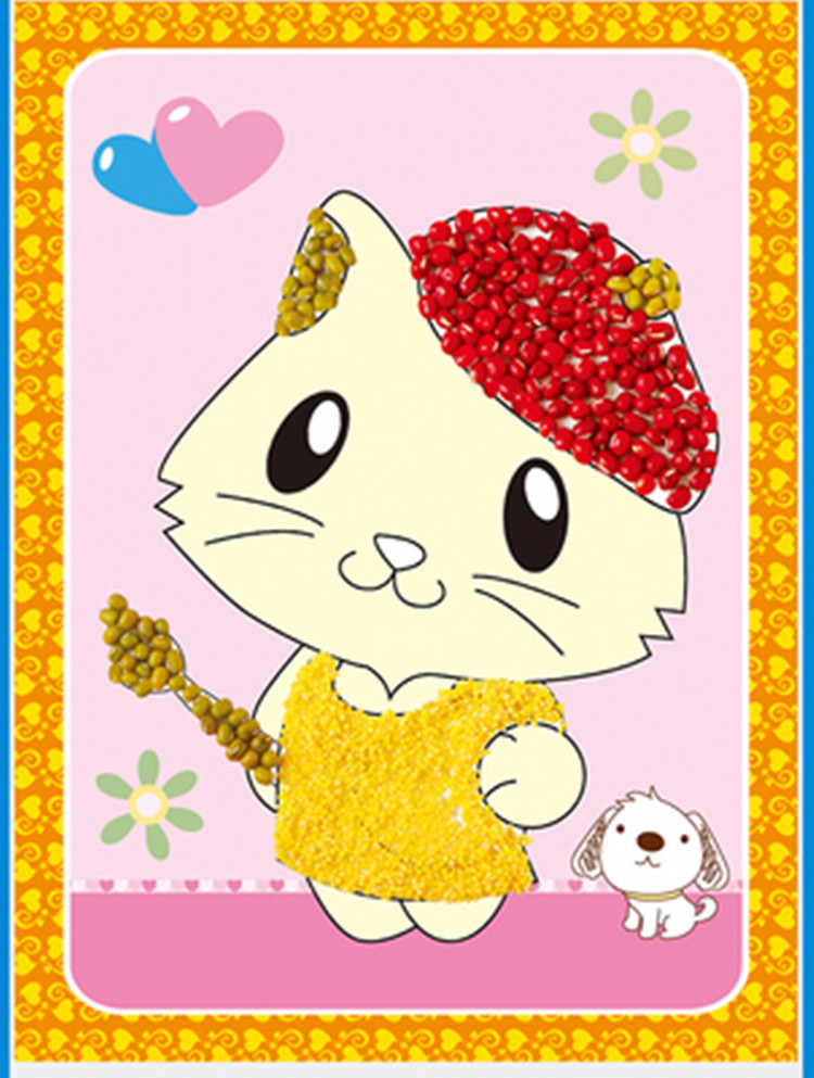 五谷杂粮粘贴画幼儿园手工制作材料包儿童diy益智自制豆豆种子画