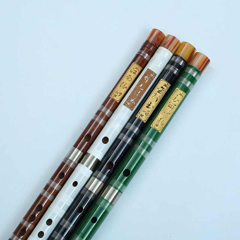 蓼风彩色两节单插白铜花牛角竹笛 成人儿童初学笛 横笛 厂家直销