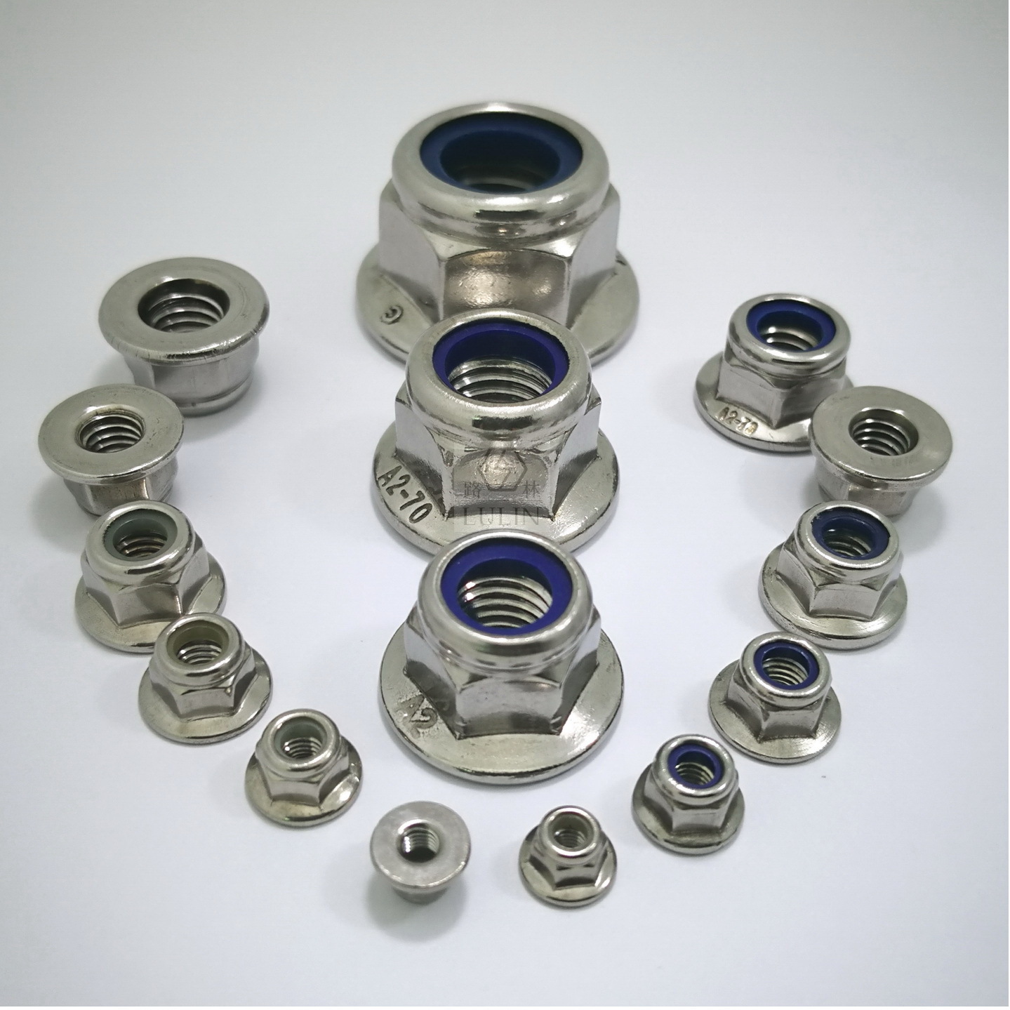 不锈钢304 法兰尼龙锁紧螺母 din6926/gb6183 m4m5m6m8m10m12m16