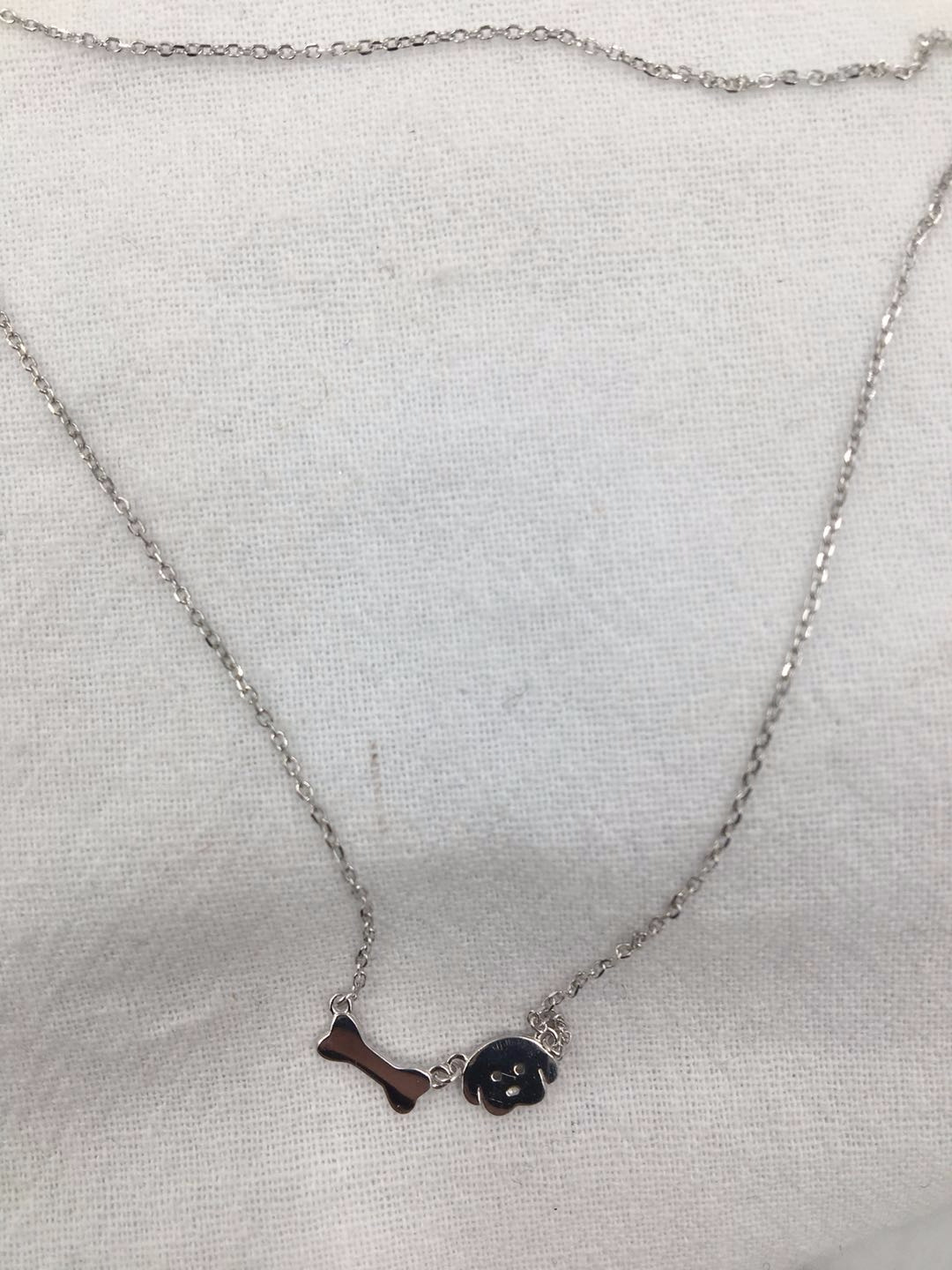 魅影s925纯银可爱小狗骨头项链本命年狗生肖项链简约短款锁骨链女