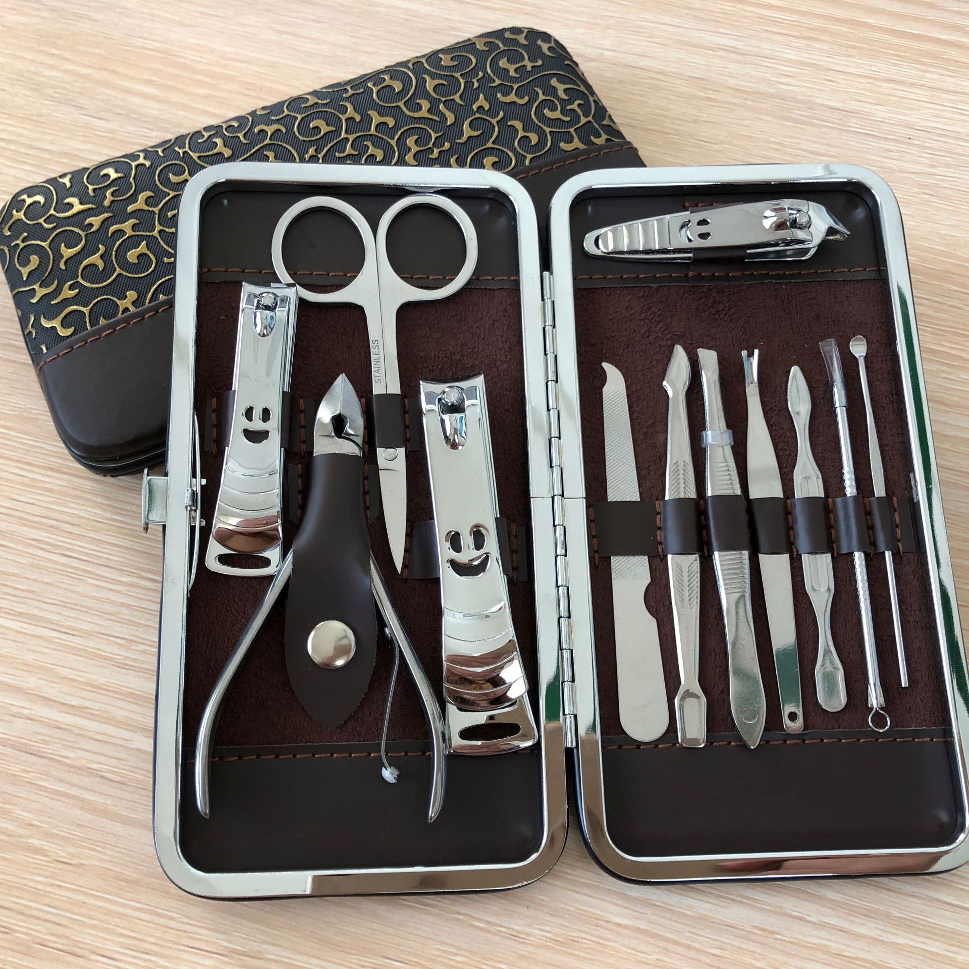 美甲工具套装 12件套美甲美容套装指甲钳 美甲工具套装批发