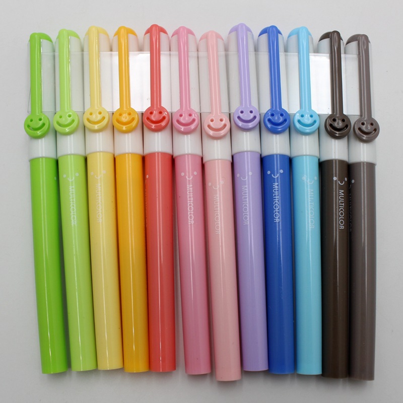 批发走珠笔直液式换囊12色炫彩走珠笔学生0.38半针管式中性笔文具