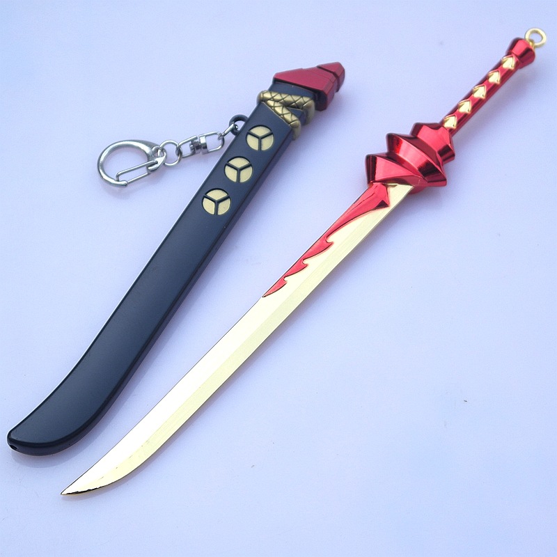 荣耀英雄武器宫本武藏鬼武者金色带剑鞘合金兵器钥匙扣未开刃
