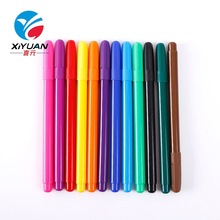 厂家供应儿童画笔可洗水彩笔12色 套装 塑料圆杆水彩笔绘画笔厂家