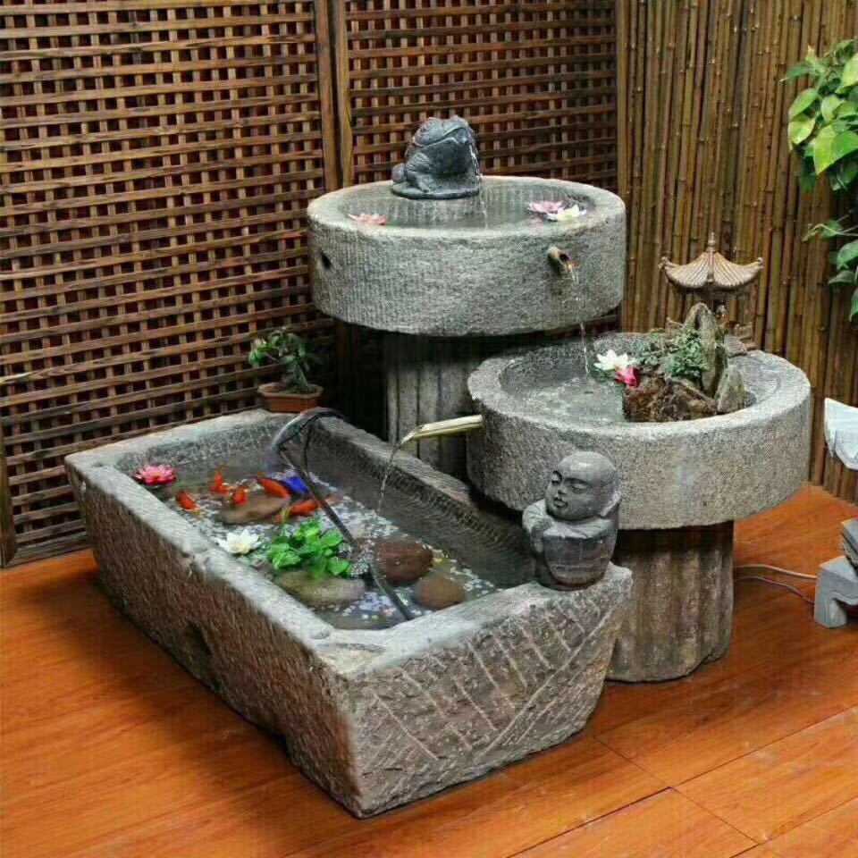 老石槽石雕青石马槽猪槽旧养鱼石磨鱼缸流水庭院石盆石槽流水摆件