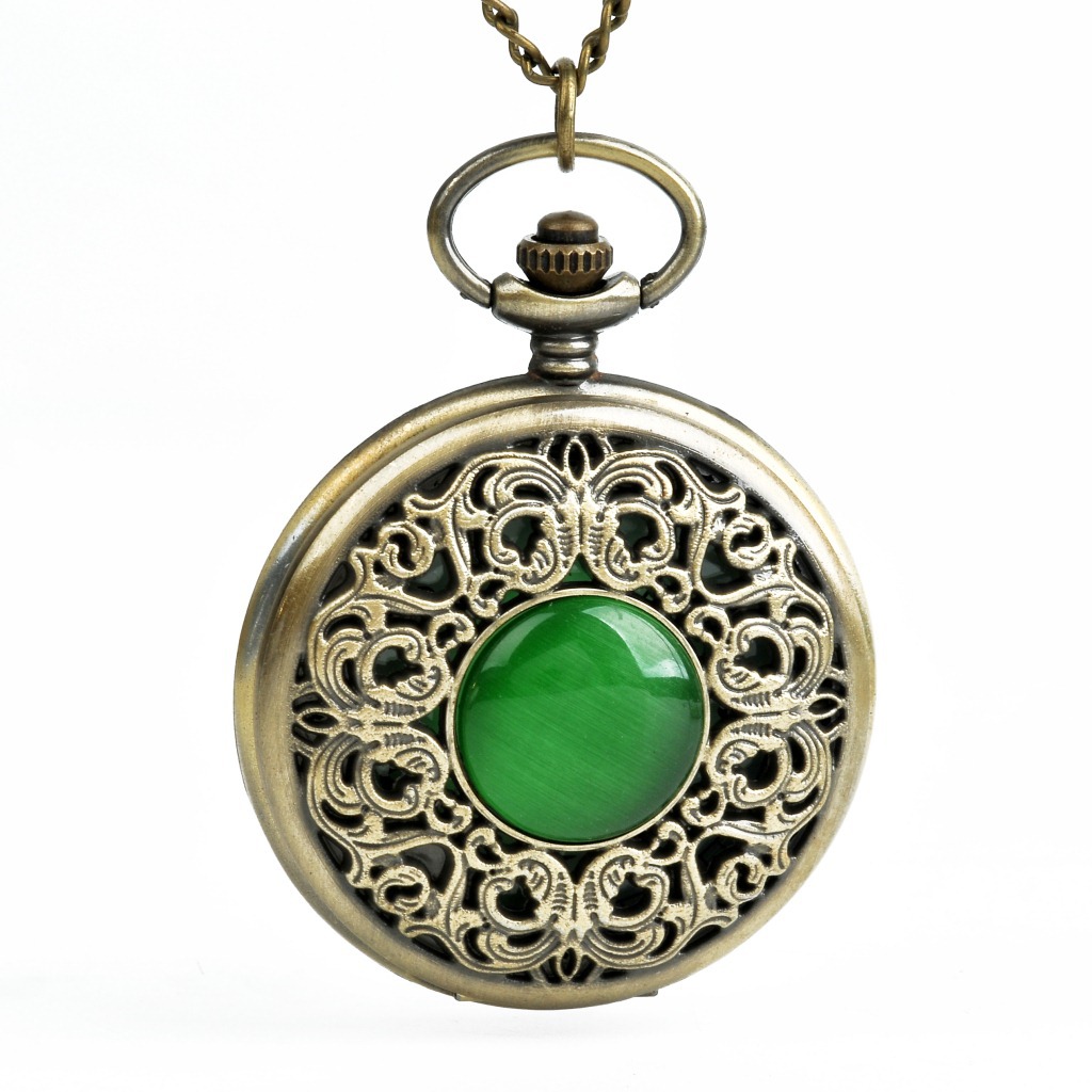 大号古铜绿宝石怀表挂表批发8063