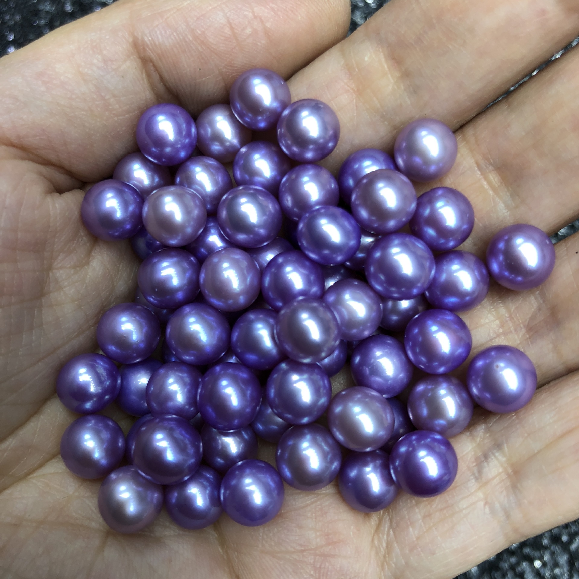 七彩25色多色染色圆珠形珍珠 海水珍珠河蚌 真空包装