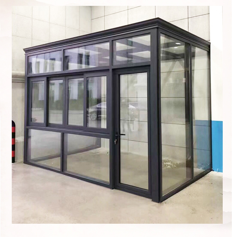 杭州手工铝合金套门不锈钢岗亭定做保安亭岗亭阳光房简约