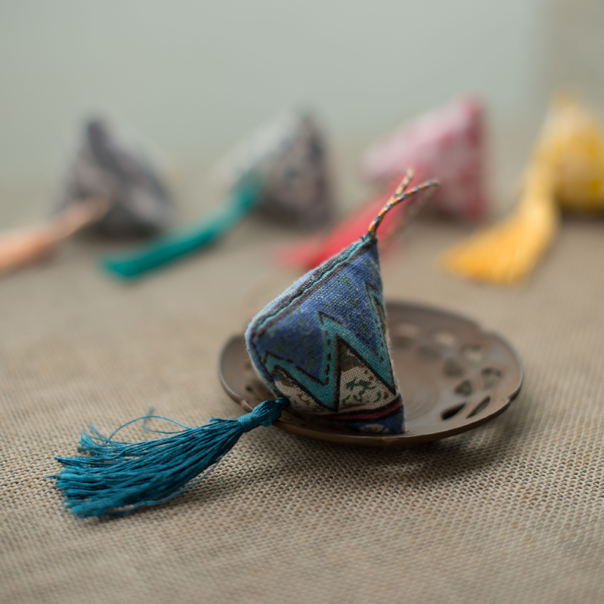 三角艾草粽子香包香囊手工diy材料包活动赠品礼品端午五彩绳