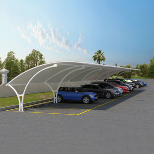 厂家定制立柱预埋式 车棚停车棚汽车车棚膜结构 超强抗风抗压能力